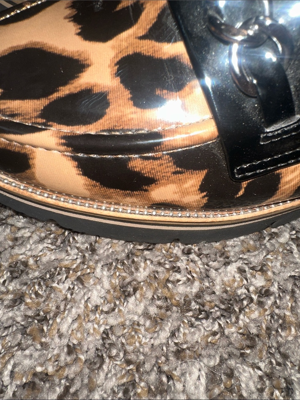 Alex Marie Leopard Patent Loafers in Black and Tan - Picture 5 of 8